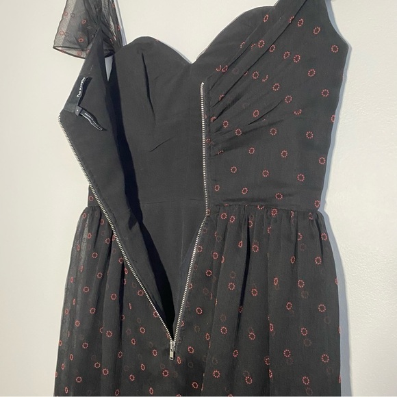 The Kooples Black and Red Sweetheart Neckline Mini Party Dress Size Small - Picture 4 of 11